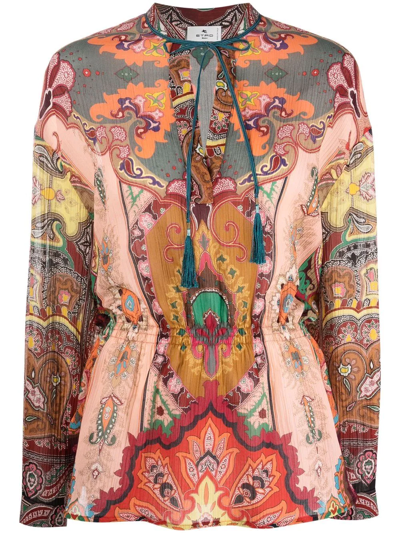 Shop Etro Paisley-print Blouse In Red