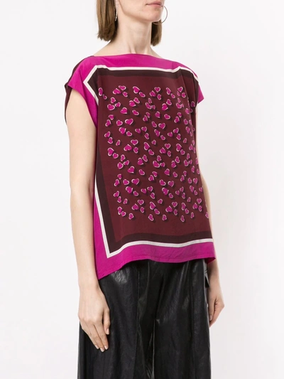 Pre-owned Gucci 1990s Foulard-print Silk Top In Brown
