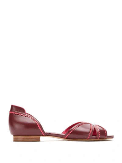 Shop Sarah Chofakian Leather Ballerinas In Red