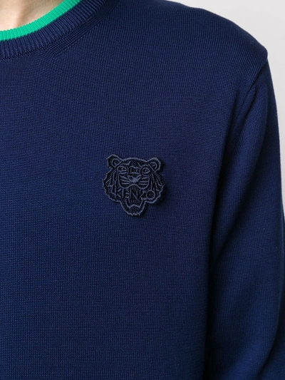 Shop Kenzo Embroidered Tiger Jumper In Blue