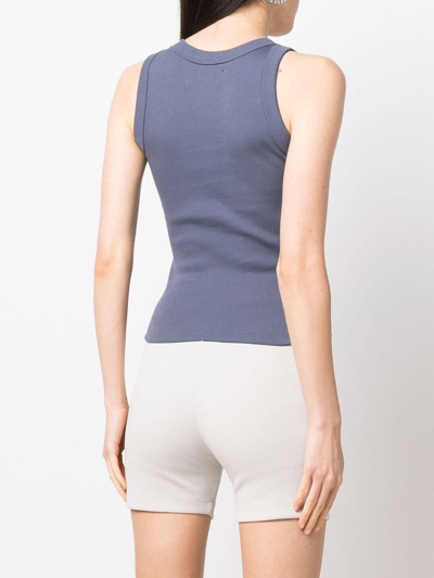Styland Jersey Ribbed Knit Vest In 蓝色