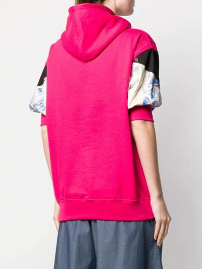 Shop Antonio Marras Floral Panelled Hooded Sweatshirt In Pink