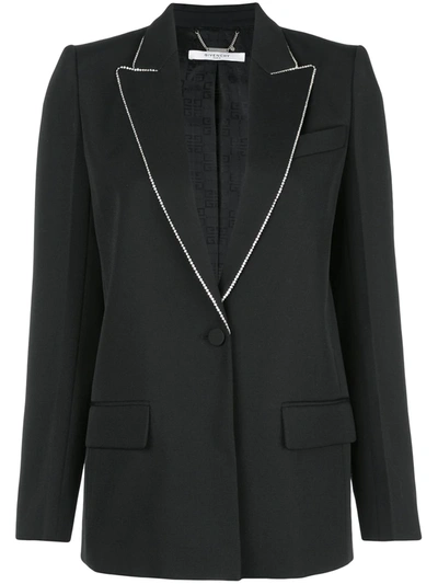 Shop Givenchy Embellished Lapel Blazer In Black