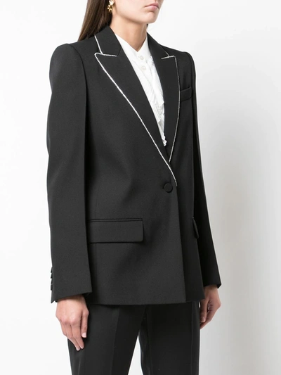 Shop Givenchy Embellished Lapel Blazer In Black