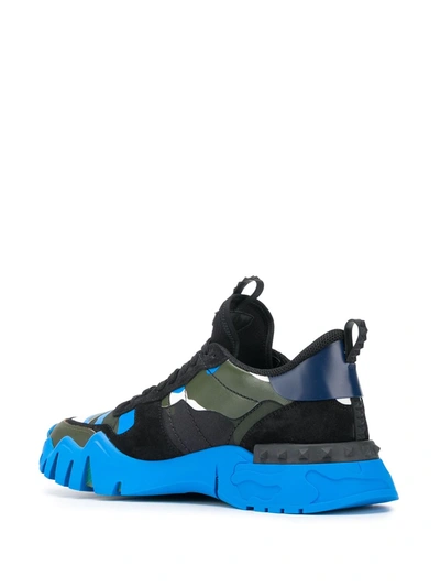 Shop Valentino Camouflage Rockrunner Plus Sneakers In Black