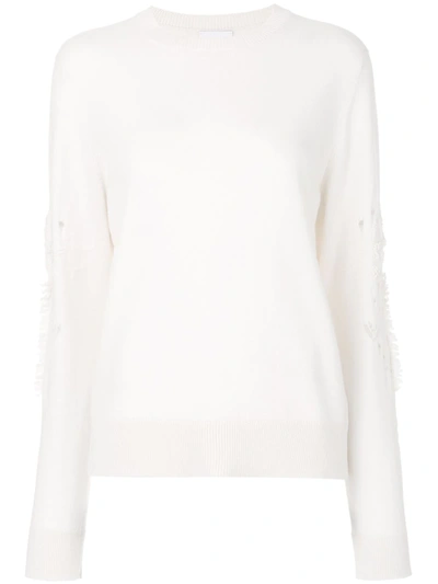 Shop Barrie Romantic Timeless Cashmere Round Neck Pullover In White