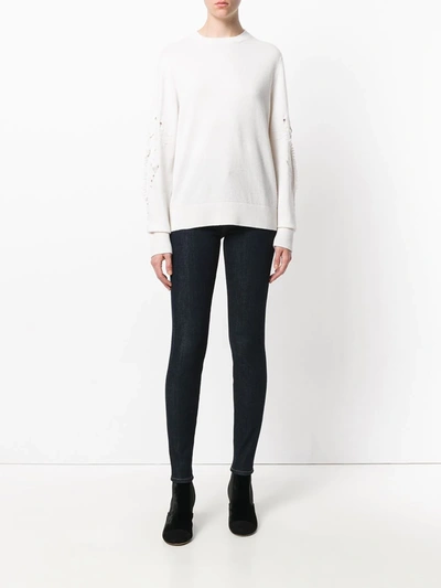Barrie Romantic Timeless Cashmere Round Neck Pullover In White