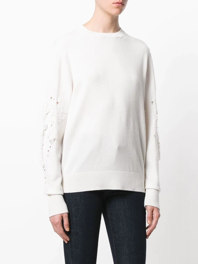 Barrie Romantic Timeless Cashmere Round Neck Pullover In White