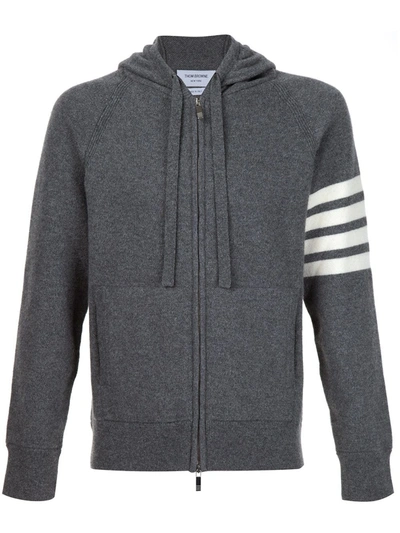 Shop Thom Browne 4-bar Zip-up Cashmere Hoodie In Grey