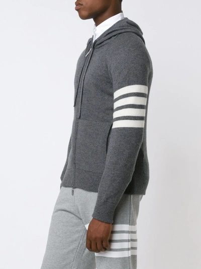 Shop Thom Browne 4-bar Zip-up Cashmere Hoodie In Grey