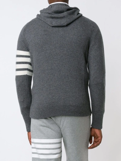 Shop Thom Browne 4-bar Zip-up Cashmere Hoodie In Grey