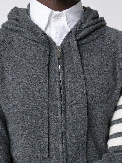 Shop Thom Browne 4-bar Zip-up Cashmere Hoodie In Grey