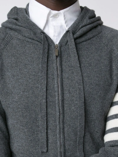 Thom Browne 4-bar Zip-up Cashmere Hoodie In Grey