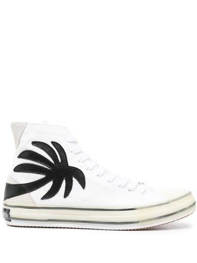 Shop Palm Angels Palm Vulcanized High-top Sneakers In White