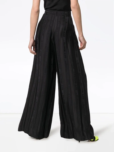 Shop Off-white Wide Leg Logo Trousers In Black