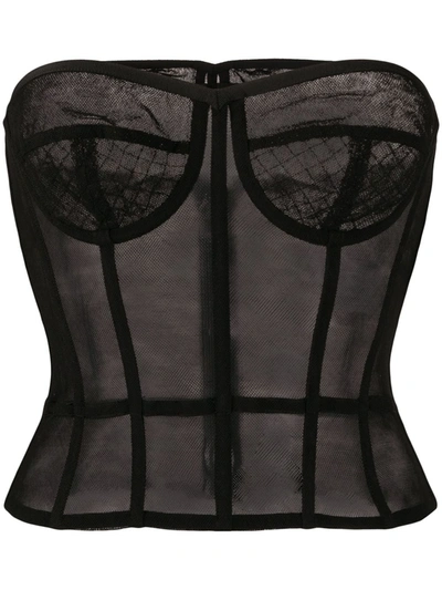 Shop Dolce & Gabbana Tulle Bustier Top In Black