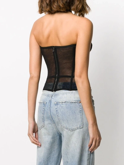 Dolce & Gabbana Sheer Cotton Stretch Tulle Corset In Black
