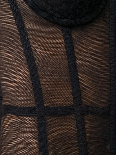 Dolce & Gabbana Sheer Cotton Stretch Tulle Corset In Black