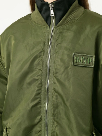 Shop Sjyp Oversized Reversible Bomber Jacket In Green