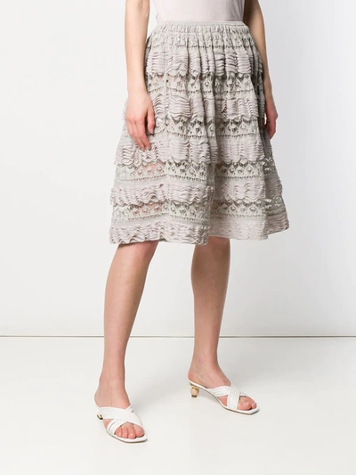 Pre-owned Alaïa 2000's Layered Ruffled Skirt In Neutrals