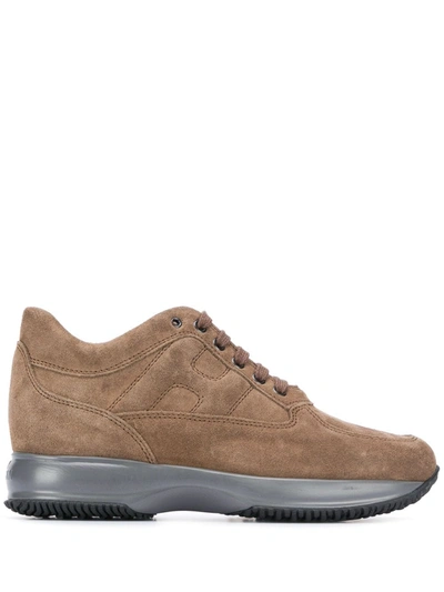 Shop Hogan Side Logo Sneakers In Brown