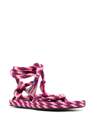 Shop Isabel Marant Two-tone Woven-effect Sandals In Pink