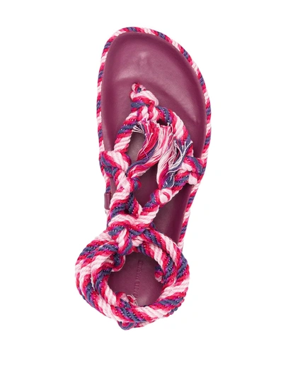 Shop Isabel Marant Two-tone Woven-effect Sandals In Pink