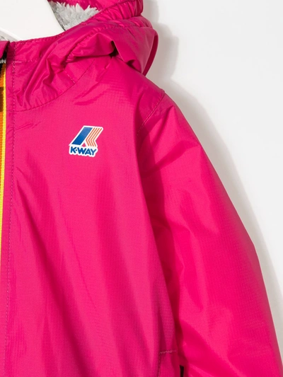 Shop K-way Logo Hooded Rain Jacket In Pink