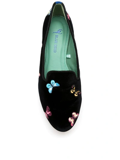 Blue Bird Shoes Velvet Borboleta Loafers In Black