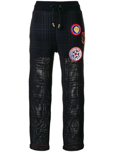 Shop Mr & Mrs Italy Patched Tartan Joggers In Blue