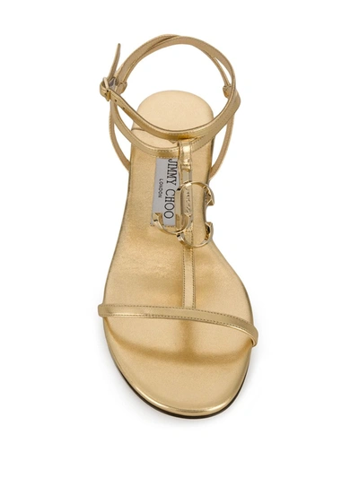 Shop Jimmy Choo Alodie Logo Flat Sandals In Gold