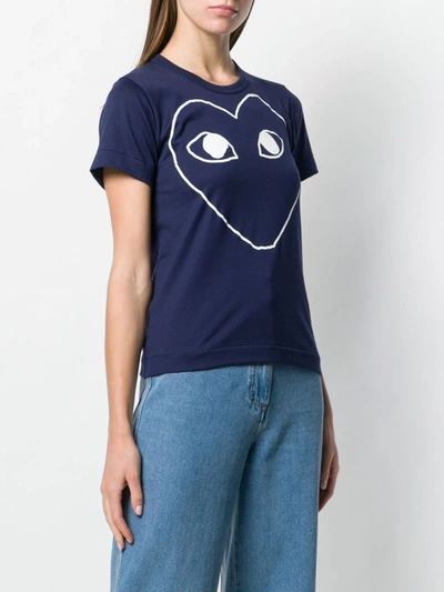 Shop Comme Des Garçons Play Front Print T-shirt In Blue