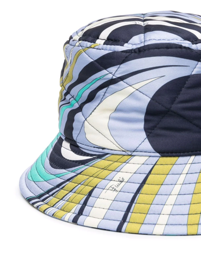 Shop Emilio Pucci Onde-print Quilted Bucket Hat In Blue