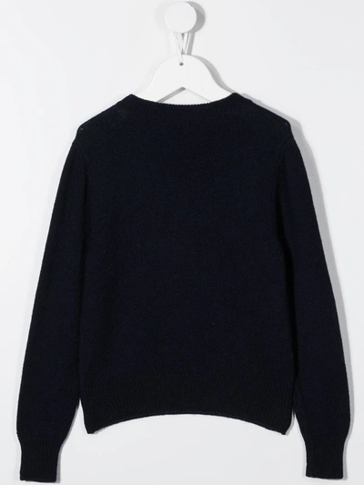 Shop Alberta Ferretti Graphic Intarsia Rib-trimmed Jumper In Blue