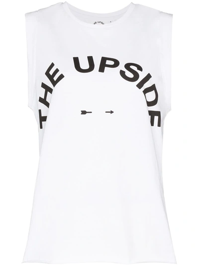 Shop The Upside Muscle Logo-print Tank Top In White