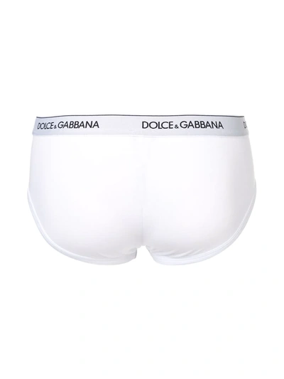 Shop Dolce & Gabbana Brando Logo-waistband Briefs (pack Of Two) In White