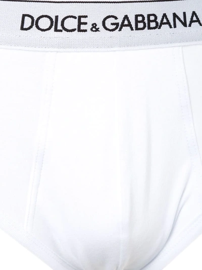 Shop Dolce & Gabbana Brando Logo-waistband Briefs (pack Of Two) In White
