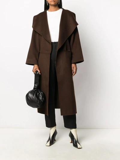 Shop Totême Spread Collar Coat In Brown