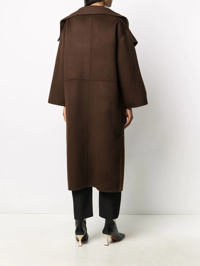 Shop Totême Spread Collar Coat In Brown