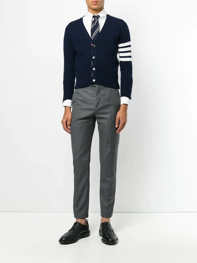 Shop Thom Browne 4-bar Short Cashmere Cardigan In Blue