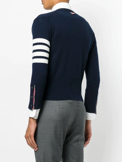 Shop Thom Browne 4-bar Short Cashmere Cardigan In Blue