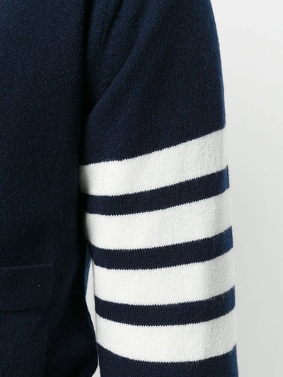 Shop Thom Browne 4-bar Short Cashmere Cardigan In Blue