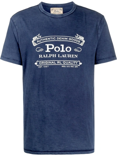 Shop Polo Ralph Lauren Logo Print Short-sleeve T-shirt In Blue