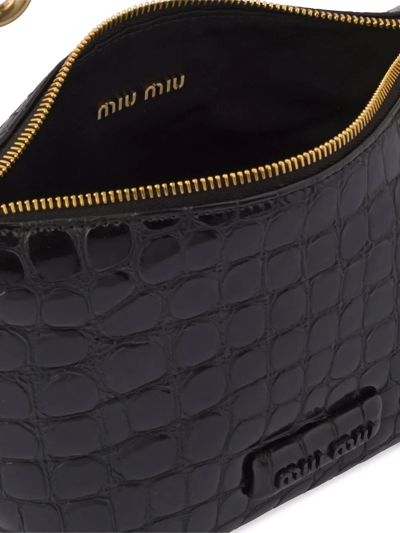 Shop Miu Miu Spirit Crocodile-effect Leather Bag In Black