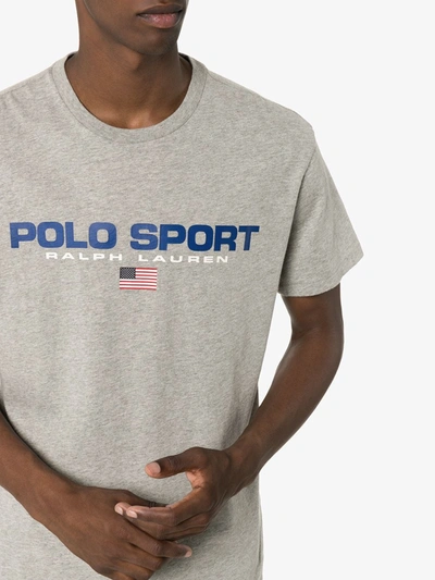 Shop Polo Ralph Lauren Logo Print T-shirt In Grey