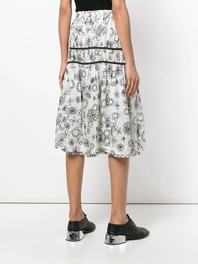 Pre-owned Comme Des Garçons Floral Gathered Skirt In White