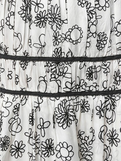 Pre-owned Comme Des Garçons Floral Gathered Skirt In White