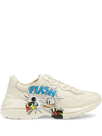 Shop Gucci X Donald Duck Rhyton Sneakers In White