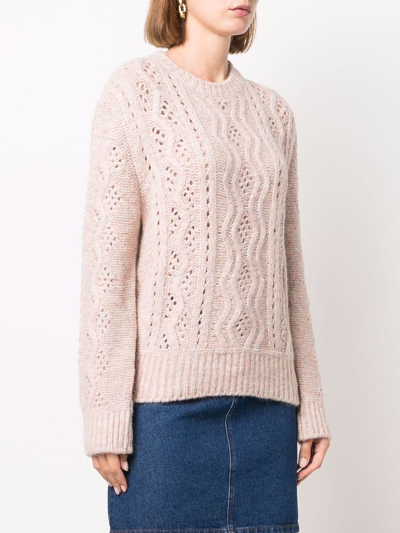 Shop Apc Alissandre Openwork Cable-knit Jumper In Pink