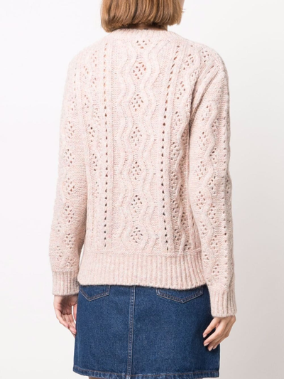 Shop Apc Alissandre Openwork Cable-knit Jumper In Pink